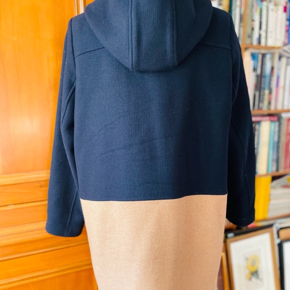 Saint James Navy and Camel Color-block Wool Coat Size EU 42 /CAD 12 NWT - Picture 7 of 16